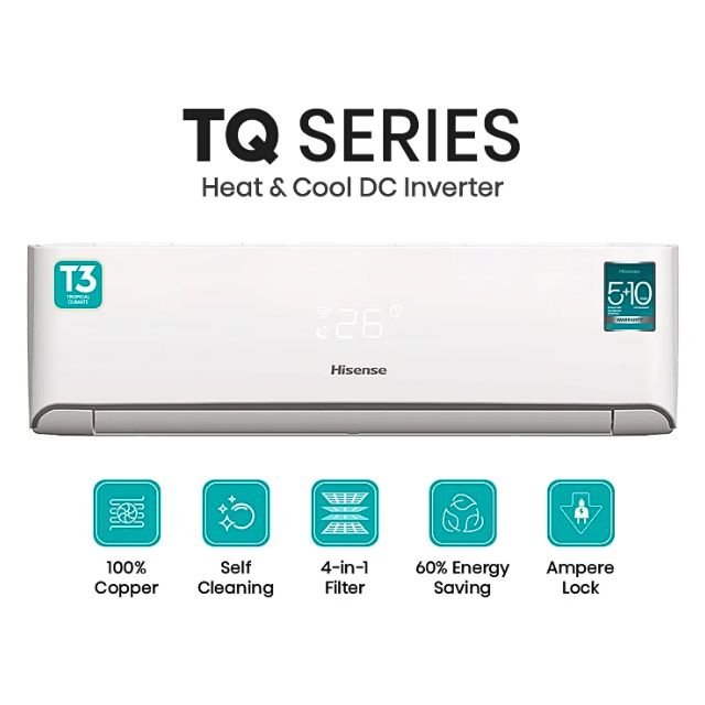 Hisense HC12SRTQ60T3 1.0 Ton Split Inverter AC